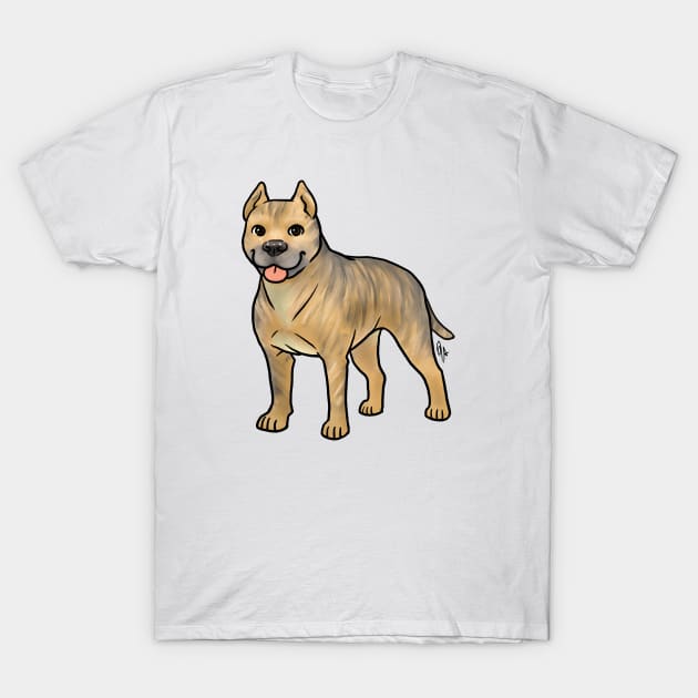 Dog - American Staffordshire Terrier - Cropped Fawn Brindle T-Shirt by Jen's Dogs Custom Gifts and Designs